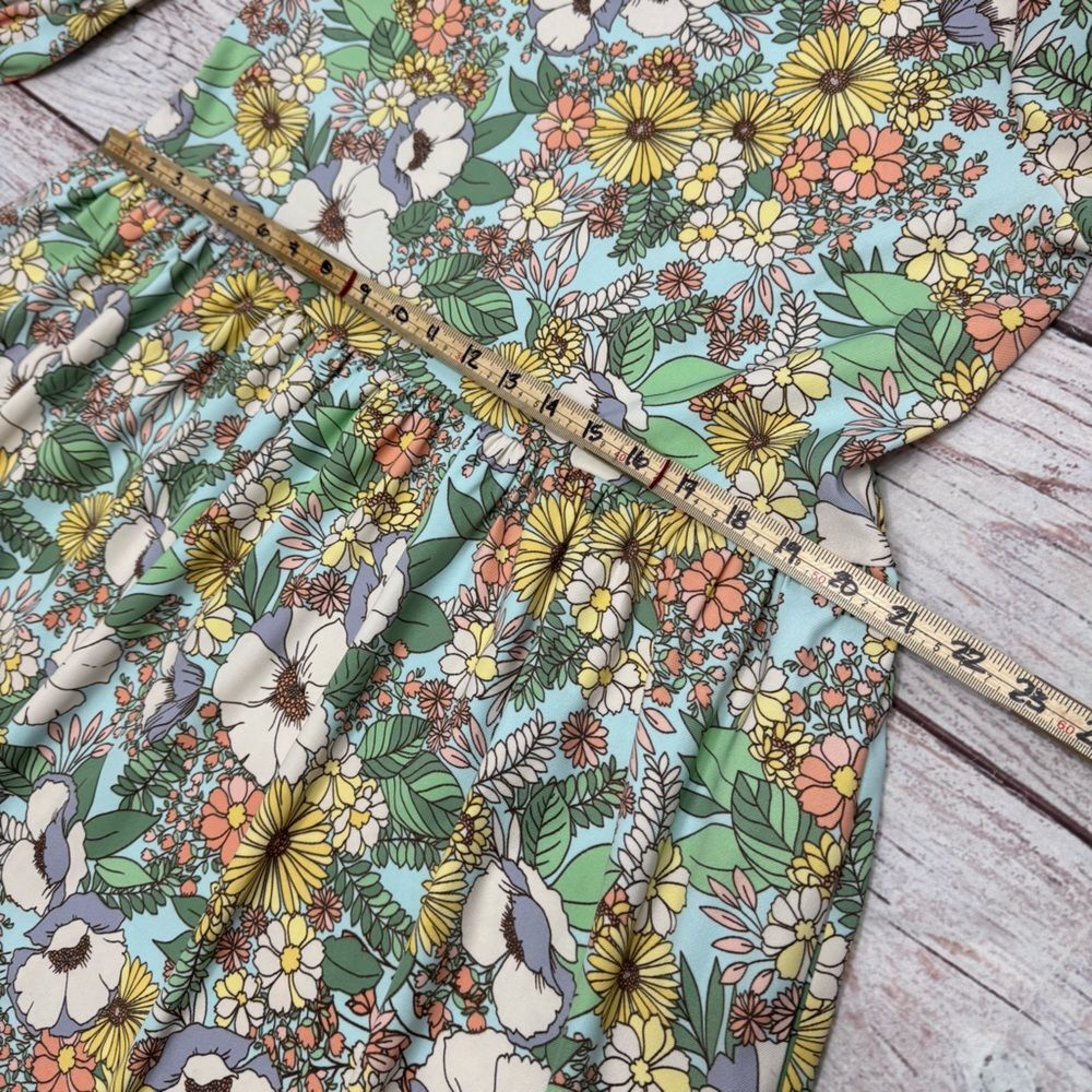 Altar PDX Houseline Floral Midi Dress Elbow Sleeves Made in USA Size Large - Picture 6 of 10